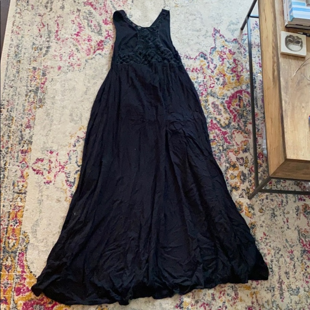 Black High to Low Maxi Dress
